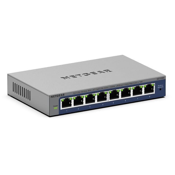 【正規品】 ネットギア NETGEAR スイッチングハブ 8ポート 1G 金属筐体 VLAN QoS 静音ファンレス リミテッドライフタイムハードウェア保証 アンマネージプラス 法人向け GS108E-400JPS [8ポート(後継品)]