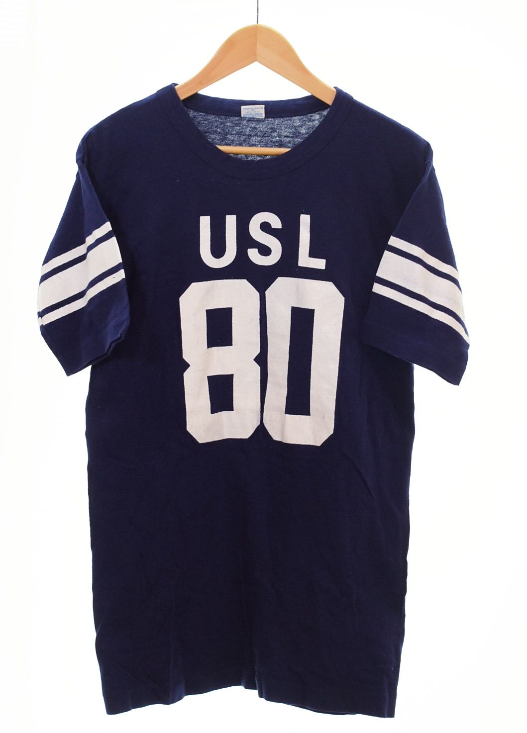 チャンピオン Champion 70s Vintage Football Tee ヴィンテージ フットボール ティー 70年代 バータグ ガレッジ ロゴ 両面 ナンバリング USA製 ロンT ネイビー Lサイズ 103MT-4833