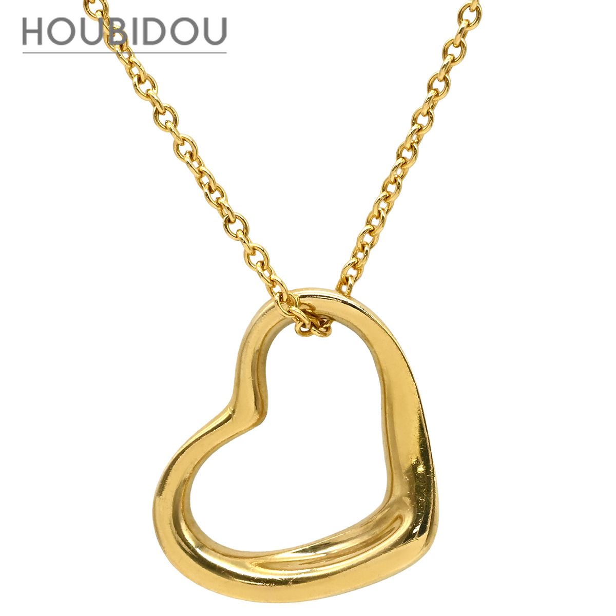 ティファニー Tiffany & Co ネックレス オープンハート イエローゴールド T＆Co. 18K 18金 750 YG エルサペレッティ 【中古】
