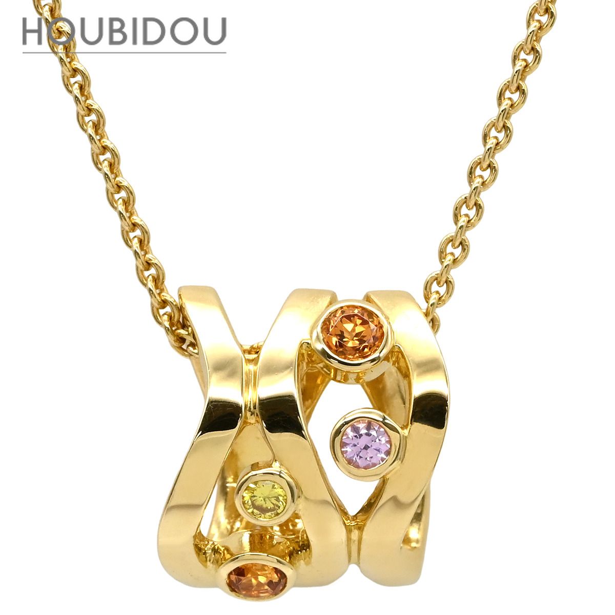 ミキモト MIKIMOTO ネックレス イエローダイヤ サファイア シトリン デザインネックレス マルチカラー×イエローゴールド MIKIMOTO 18K 18金 Au750 【中古】
