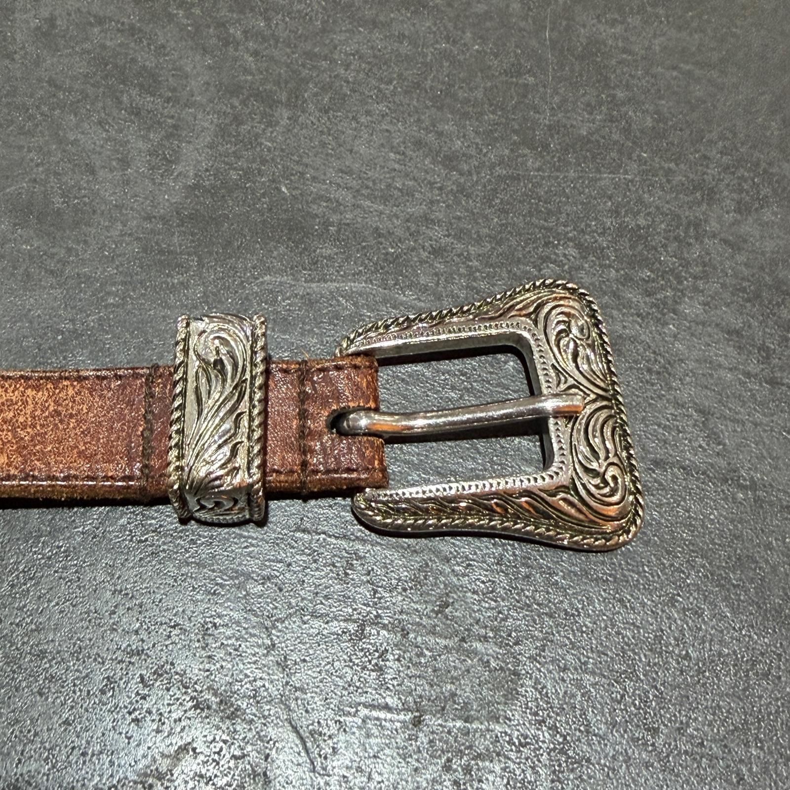 SAINT LAURENT ウエスタンベルト ベルト サンローラン ブラウン F