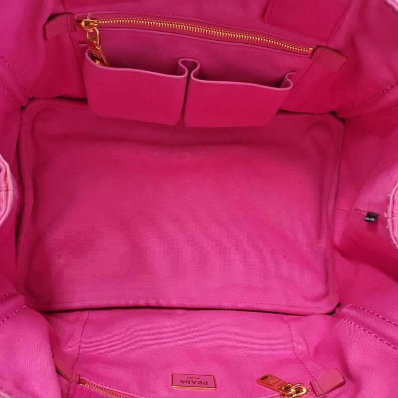 PRADA プラダ カナパ 1BG642 ピンク キャンバス 帆布 トートバッグ