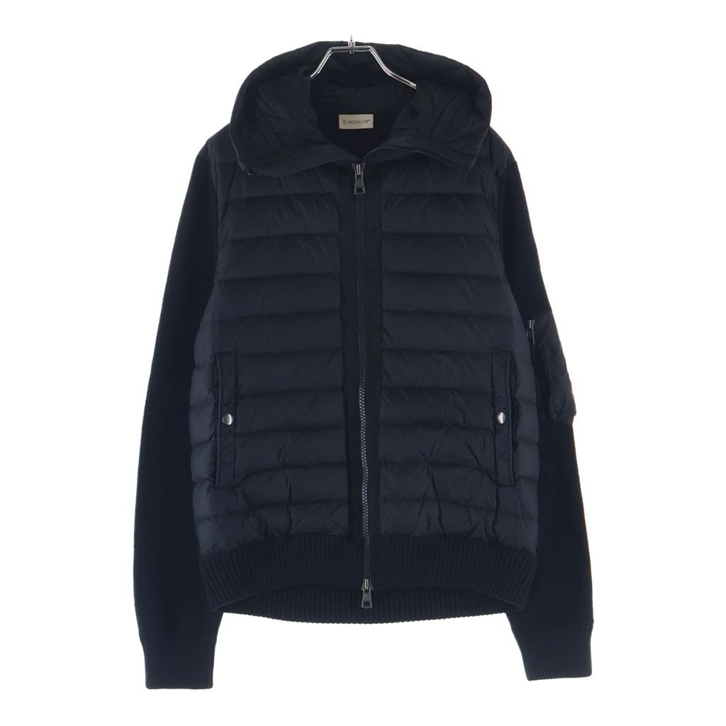 MONCLER (モンクレール) 21AW CARDIGAN TRICOT 袖ニット切り替え フーデッドダウンジャケット ブラック G20919B50800