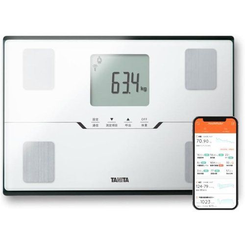 タニタ Tanita 体重 体組成計 スマホ連動 ヘルスメーター BC-768 ホワイト 体脂肪率/内臓脂肪レベル/筋肉量/基礎リズム量/体内年齢/推定骨量/BMI/スマホ連動/乗るピタ