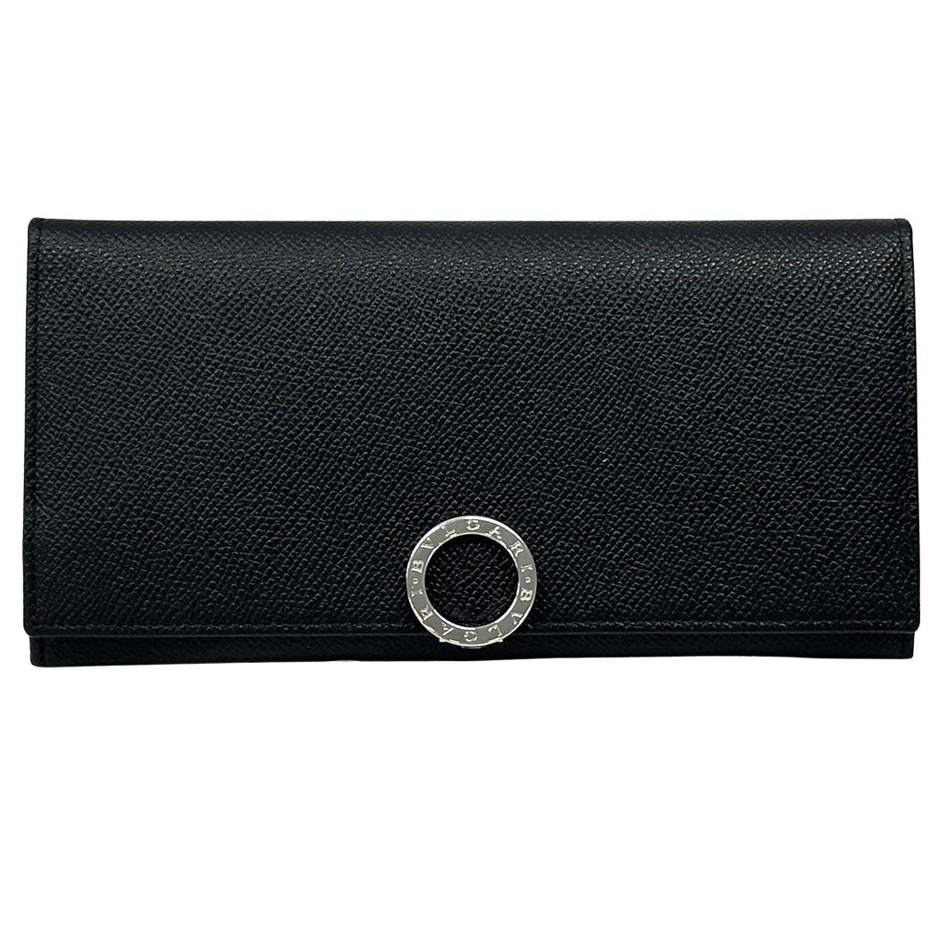 ブルガリ BVLGARI 財布 レディース メンズ ブランド ブルガリブルガリ 長財布 レザー ブラック ブルー フラップ式 無地 シンプル 【中古】