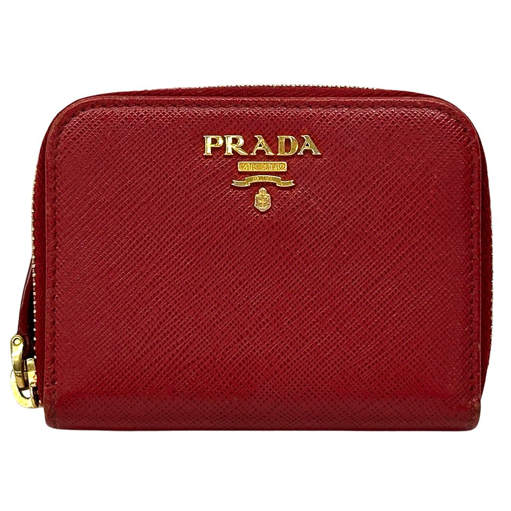 プラダ PRADA 財布 レディース ブランド コインケース サフィアーノ レッド ラウンドファスナー 小銭入れ おしゃれ 可愛い 【中古】