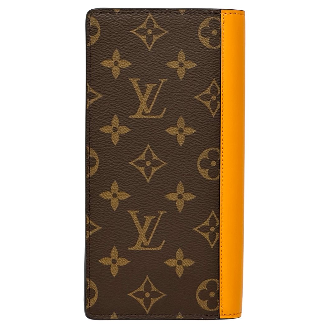 ルイ・ヴィトン LOUIS VUITTON 財布 モノグラム マカサー メンズ ブランド 長財布 ポルトフォイユ・ブラザ サフランオレンジ ブラウン M82551 二つ折り 【中古】