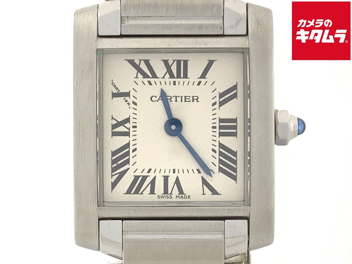【中古】 【美品】 カルティエ タンクフランセーズ SM ホワイト W51008Q3 ステンレススティール