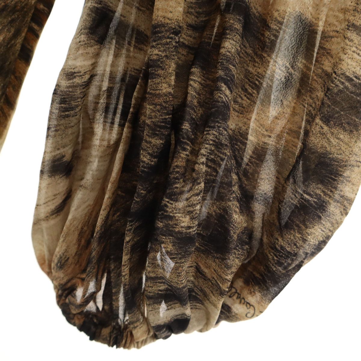 美品 JUST CAVALLI レオパード柄 シルクブレンド フリルブラウス40 美品 Just Cavalli ジャストカヴァリ シルクブレンド レオパード柄