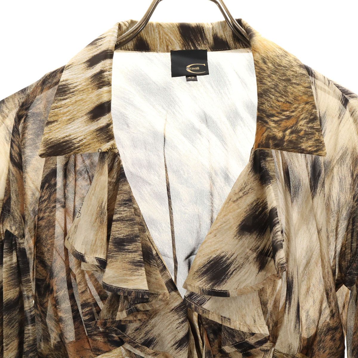 美品 Just Cavalli ジャストカヴァリ シルクブレンド レオパード柄 