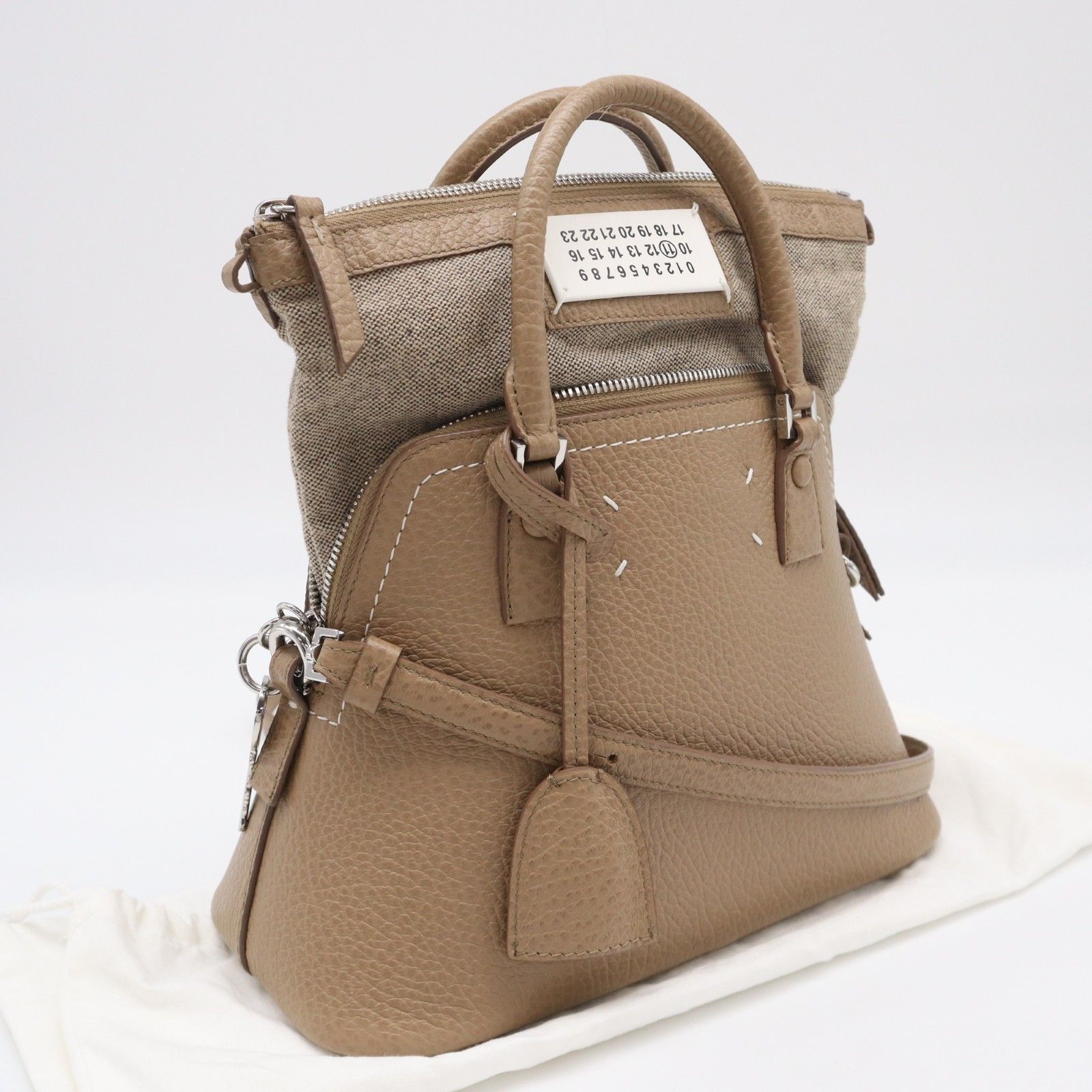 ★3日以内返品可★ 美品 MAISON MARGIELA メゾンマルジェラ カーフレザー 5AC ミニバッグ S56WG0082 2wayハンドバッグ ベージュ カーフレザー レディース