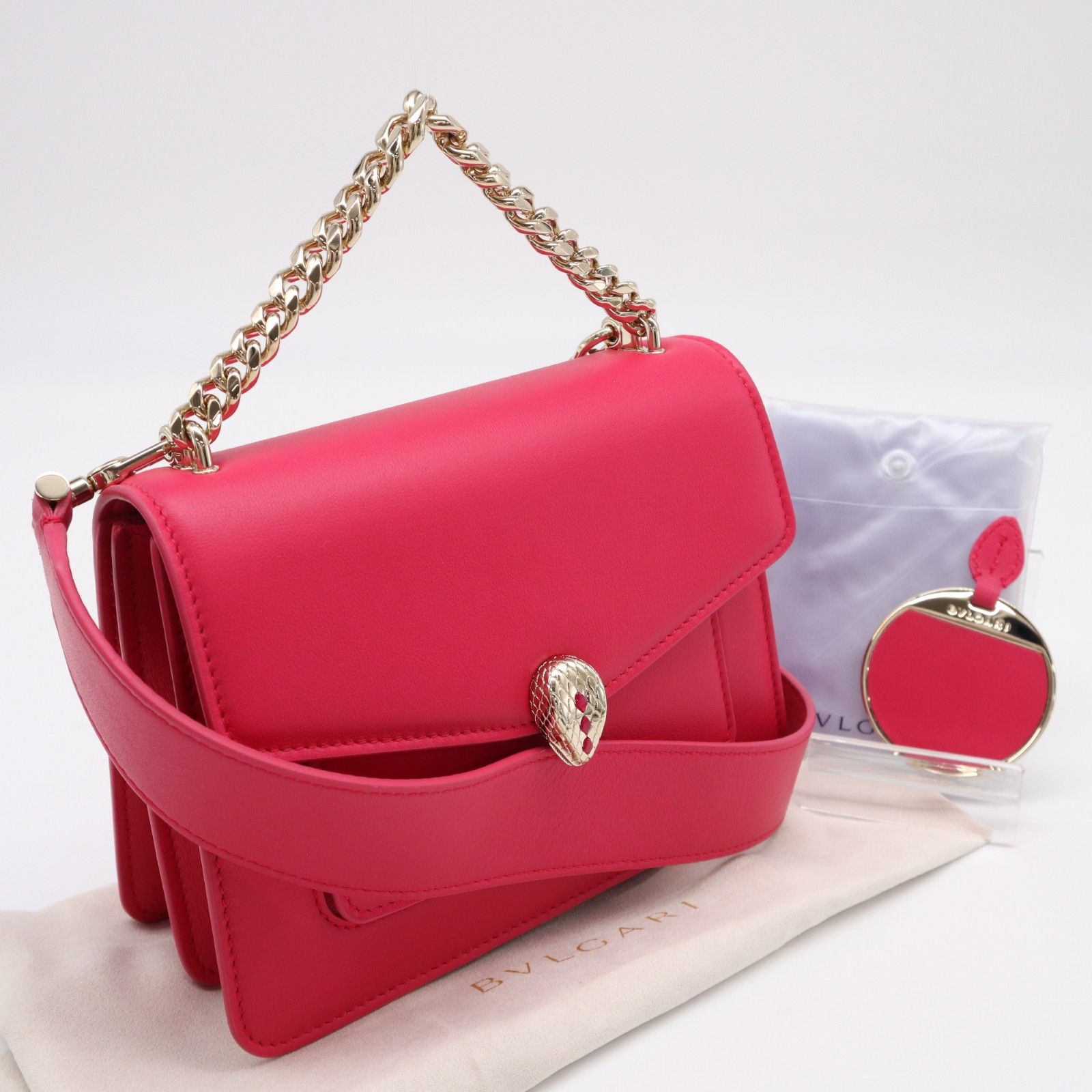 ★3日以内返品可★ 極美品 BVLGARI ブルガリ セルペンティ フォーエバー ハンドバッグ - 2wayショルダーバッグ ピンク カーフレザー レディース