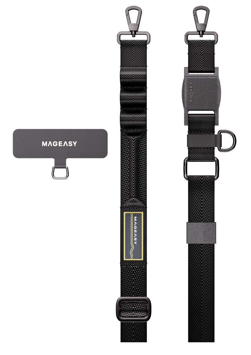 [MagEasy] スマホショルダー 斜めがけ 首掛け 肩掛け クイックリリース 可能 太い スマホストラップ (ストラップ ホルダー 付) スマホ ショルダー 携帯ストラップ 携帯ショルダー [ スマートフォン 各種 対応 ] Utility Strap (
