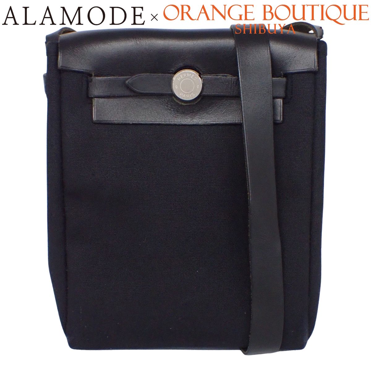 HERMES(エルメス) エールバッグTPM ナチュラル ブラック黒 ベージュ トワルGM ヴァッシュハンター シルバー金具 □H刻印 ショルダーバッグ ユニセックス 40802202904【アラモード】