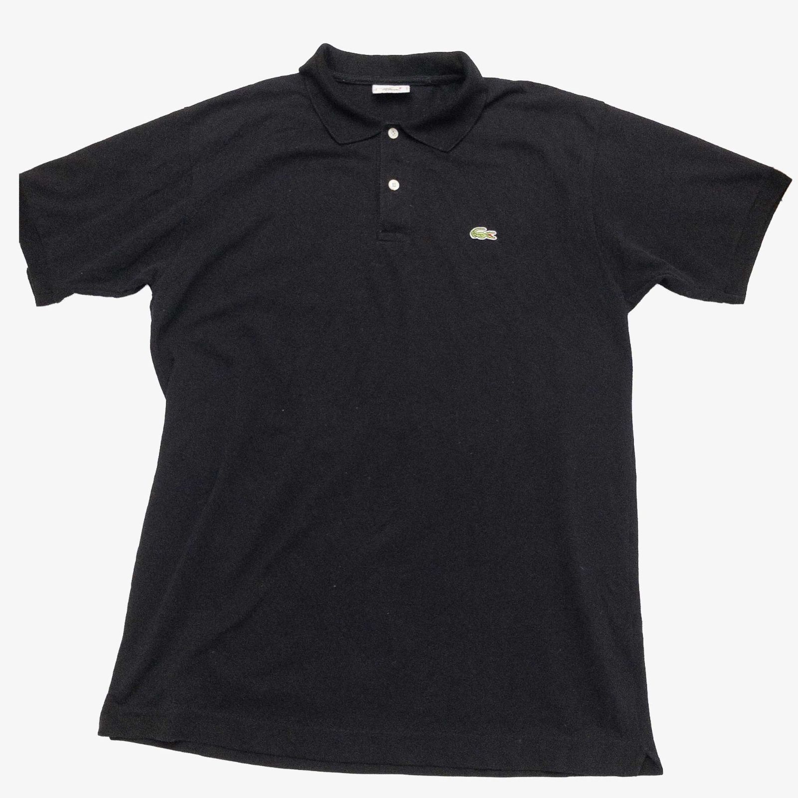 ラコステ ポロシャツ 半袖 刺繍ロゴ L 90s フランス製 鹿の子 F5191 LACOSTE ラコステ 90's L5191 フランス製 ポロシャツ サイズ7 ブラック