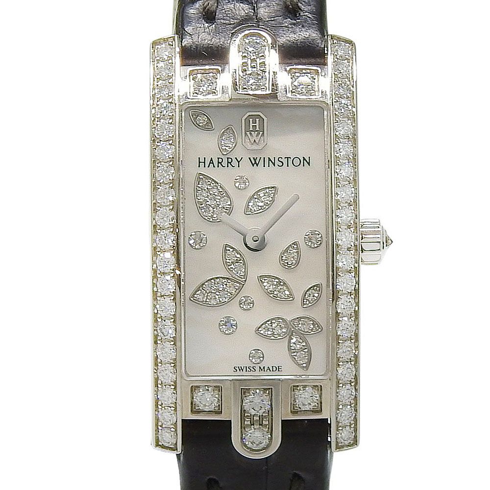 【HARRY WINSTON】ハリーウィンストン アヴェニューC ミニ・リリークラスター AVCQHM16WW049 K18ホワイトゴールド×ダイヤモンド クオーツ クロノグラフ レディース ホワイトシェル文字盤 腕時計