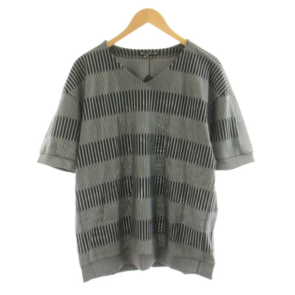 イッセイミヤケ ISSEY MIYAKE MEN Tシャツ カットソー 半袖 Vネック 総柄 3 グレー 黒 ブラック ME53JK172 /KU