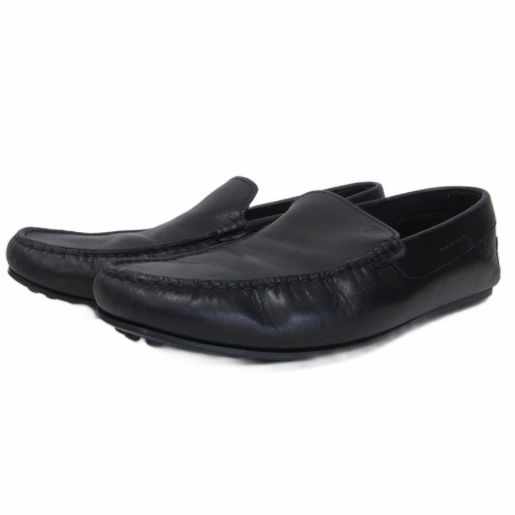 トッズ TOD'S ドライビングシューズ ローファー レザー ロゴ 7.5 黒 ブラック