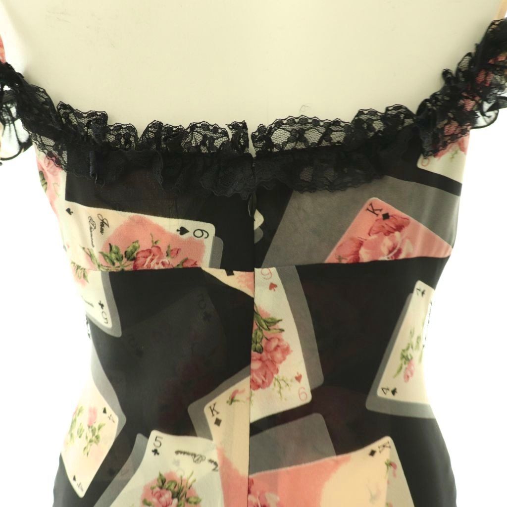 JESUS DIAMANTE ブラック　トランプ柄　キャミソール　ワンピース ジーザスディアマンテ Jesus Diamante 薔薇 トランプ柄 レース キャミ