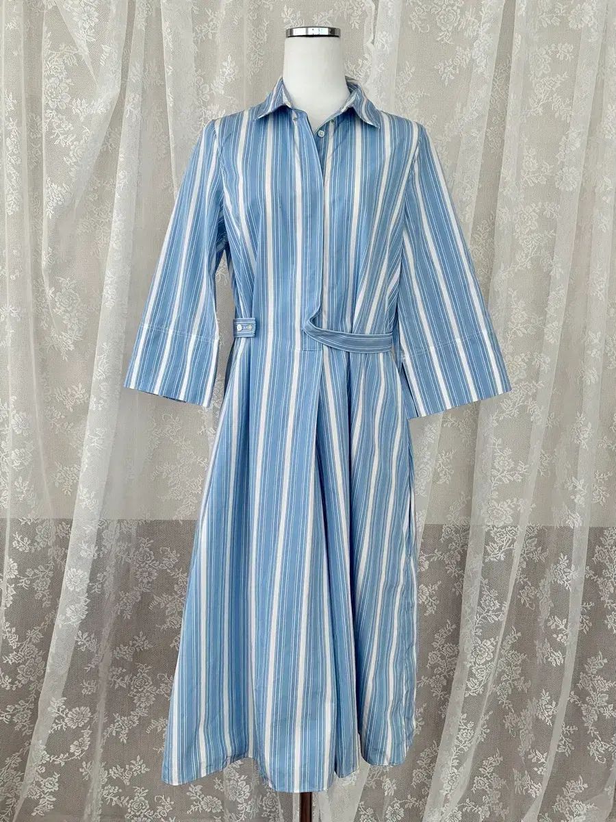36) Jil Sander ジルサンダー ストライプ シャツ ONE PIECE ブルー
