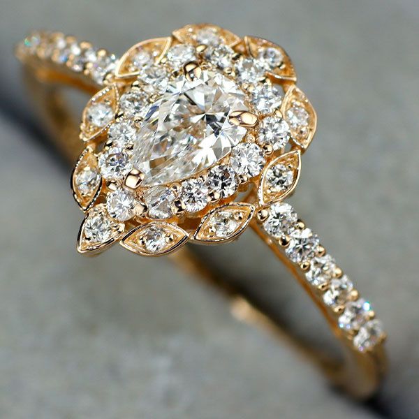 新品 K18PG 最高級ペアシェイプダイヤモンド リング 0.30ct D IF D0