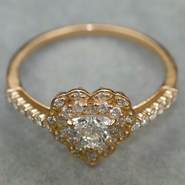 新品 K18PG 最高級ハートシェイプダイヤモンド リング 0.33ct D IF EX