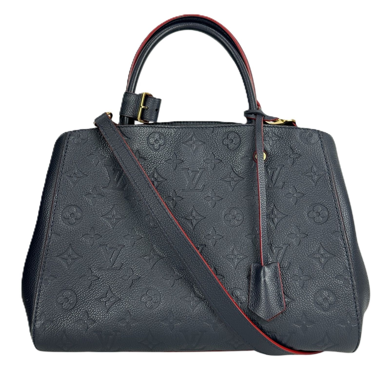 【Louis Vuitton】　ルイ・ヴィトン M42746 モンテーニュMM モノグラム アンプラント マリーヌルージュ ネイビー レディース トートバッグ ハンドバッグ バッグ カバン 【中古品】 USED-B 【9356】 109,000円