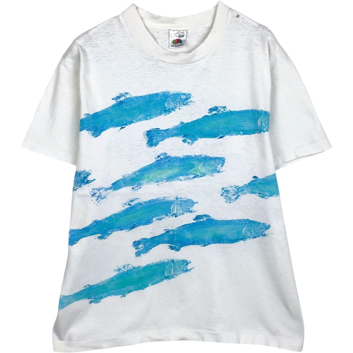 古着 90年代 フルーツオブザルーム FRUIT OF THE LOOM 魚柄 プリントTシャツ カナダ製 メンズL相当 ヴィンテージ/eaa650390