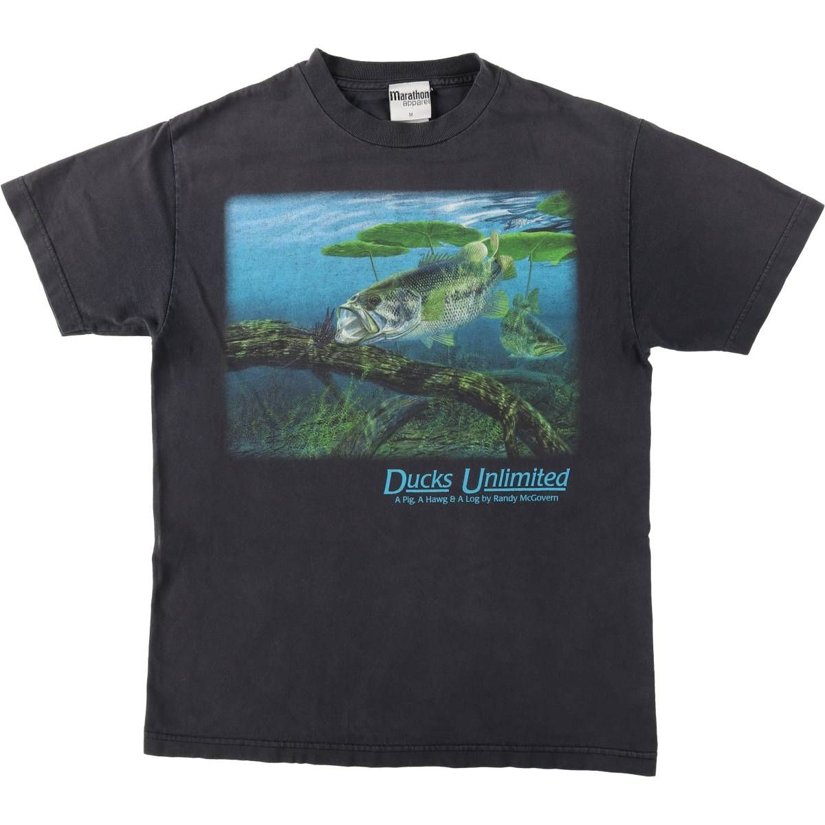 古着 90年代 marathon apparel Ducks Unlimited 魚柄 アニマルTシャツ メンズM相当 ヴィンテージ/eaa621436