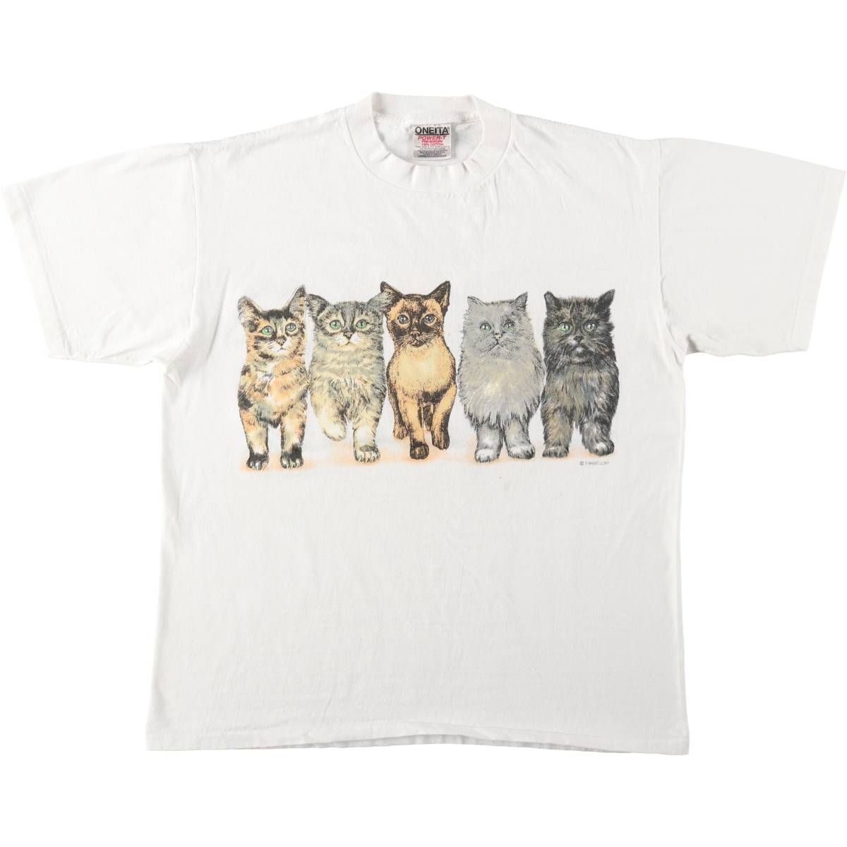 古着 90年代 オニータ ONEITA POWER-T 猫柄 アニマルTシャツ メンズL相当 ヴィンテージ/eaa621435