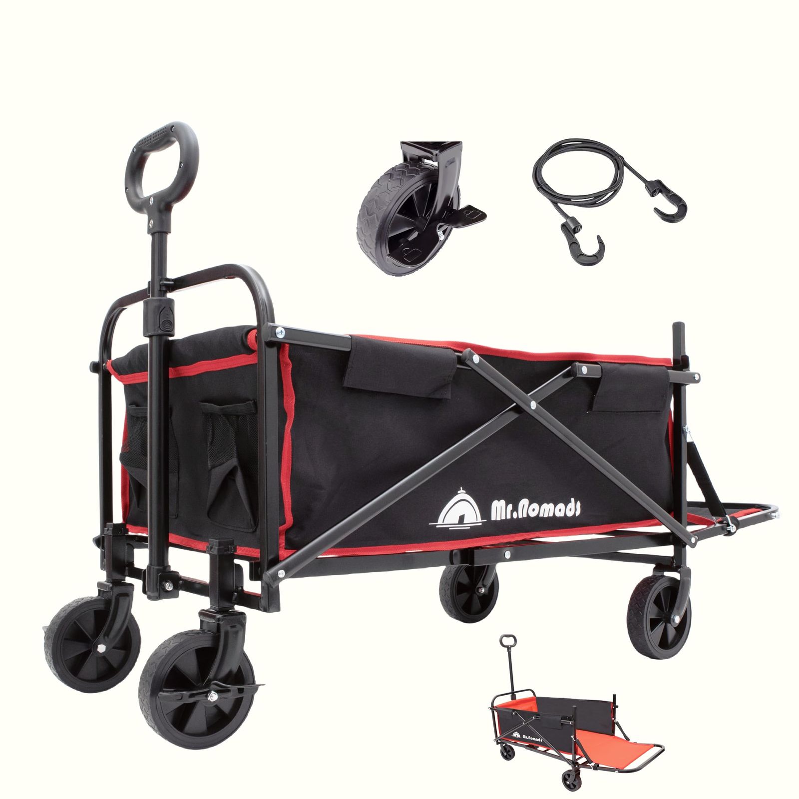 【新品】MR. NOMADS 【ラグビー日本代表使用メーカー】 キャリーワゴン キャリーカート 【ブレーキ付】 軽量 大容量 130L可能 耐荷重100kg 長い荷物対応 コンパクト ワンタッチ収納 高耐久 4輪 こども乗せれる 折り畳み ア 69e3b0c1