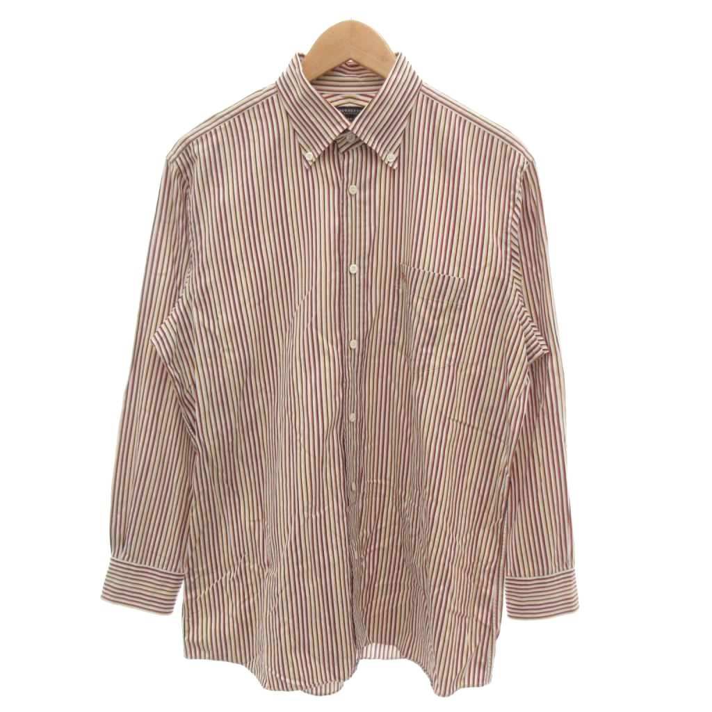 バーバリー ロンドン BURBERRY LONDON 美品 シャツ LL マルチカラー ストライプ柄 ボタンダウンカラー 長袖 /SJ ■ECE006