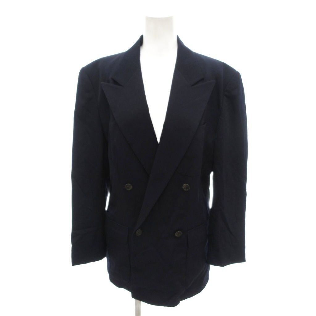 ラルフローレン RALPH LAUREN 美品 ヴィンテージ テーラードジャケット ウール 9 紺 ネイビー ダブルブレスト 総裏地 /SJ ■ECE006