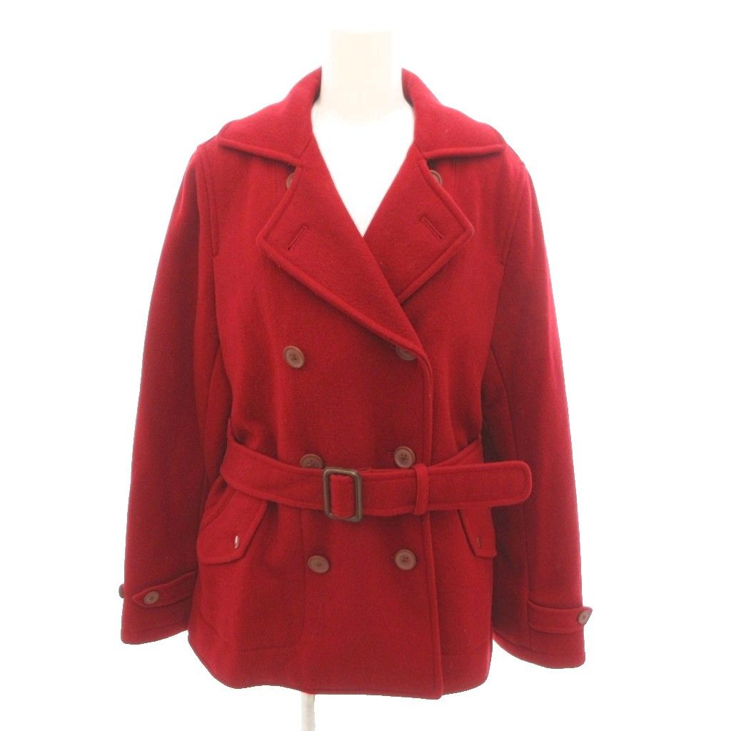ラルフローレン RALPH LAUREN 美品 Pコート ピーコート 11 赤 レッド ウエストベルト ダブル ショート丈 /SJ ■ECE006