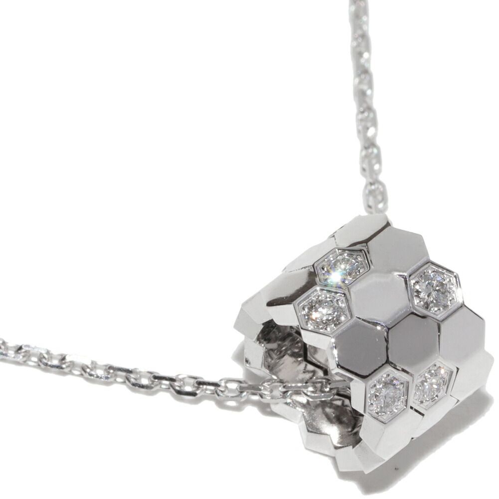 ショーメ ペンダントネックレス K18WG ダイヤ12P(0.18ct) ビードゥショーメ ビーマイラブ ハニカム ペンダントネックレス スモール 085158