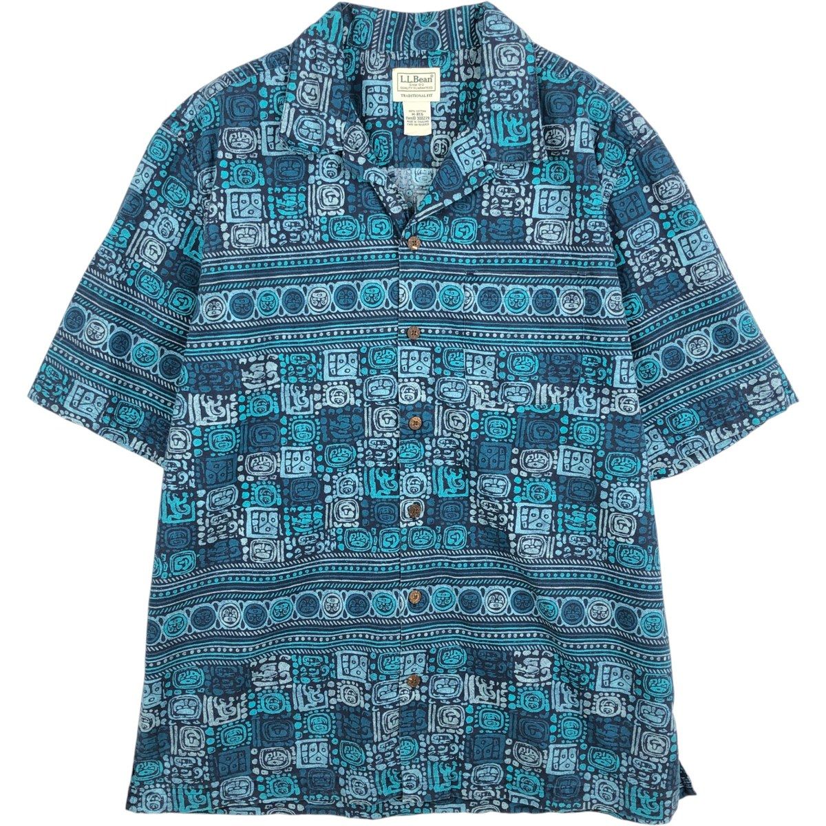 古着 90~00年代 エルエルビーン L.L.Bean TRADITIONAL FIT 総柄 オープンカラー ハワイアンアロハシャツ ボックスシャツ/eaa640976