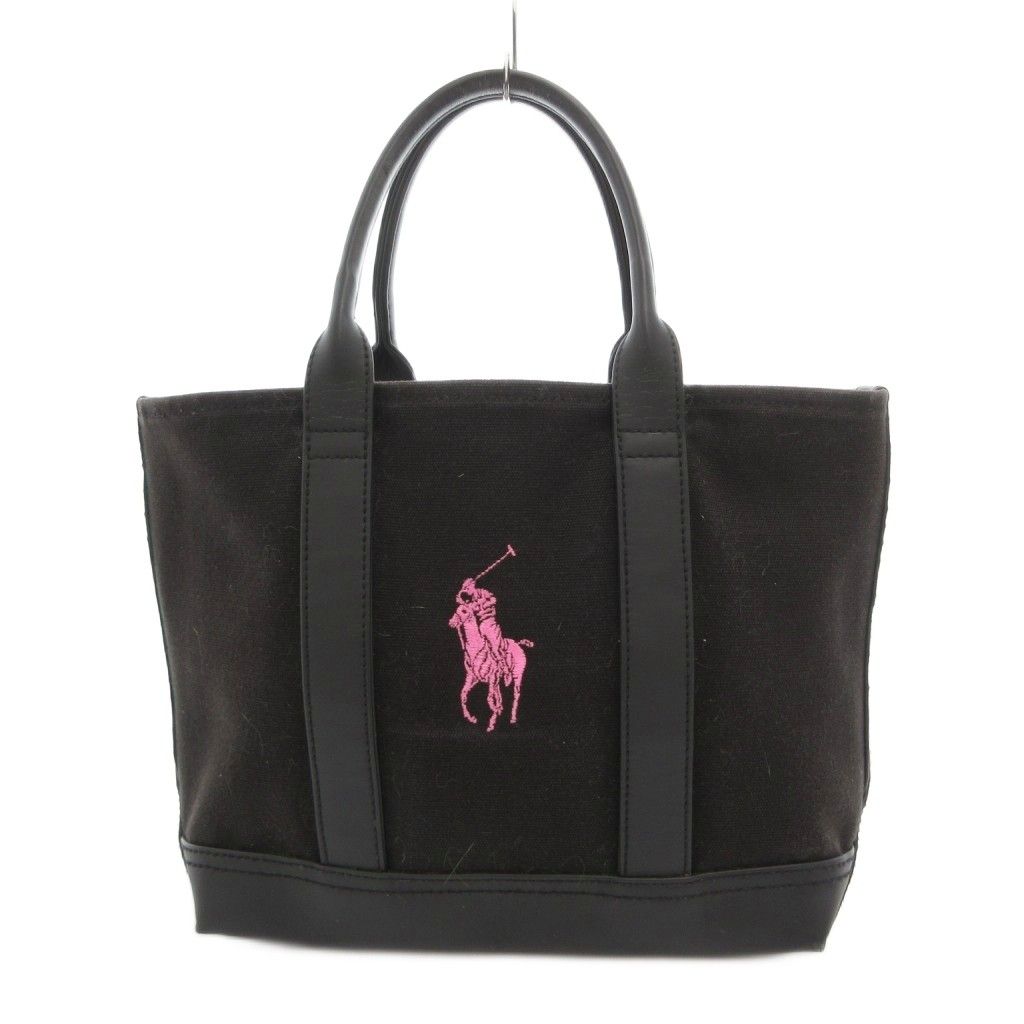 ラルフローレン RALPH LAUREN ハンドバッグ トートバッグ キャンバス レザー ロゴ刺繍 ビッグポニー /SX ■GY11