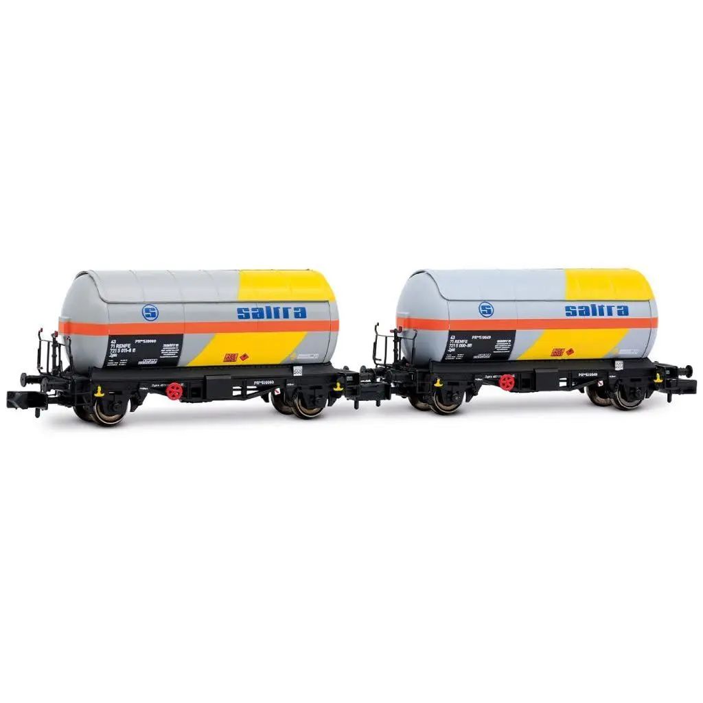 【新品】鉄道模型 1/160 RENFE、2-unit pack 2-axle PR tank wagons、”Saltra”、yellow and grey livery、ep. IV-V [HN6721]