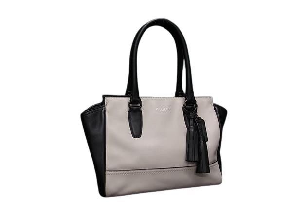 COACH コーチ ハンドバッグ 25808 グレージュ系×ブラック系 レザー レディース タッセル 美品