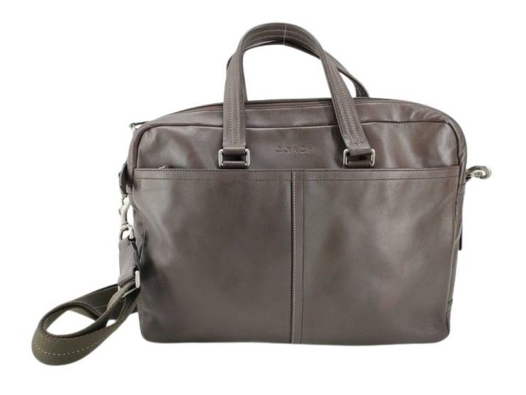 COACH コーチ ビジネスバッグ レガシー ジップ コミューター F70670 ダークブラウン系 レザー メンズ 2WAY ハンドバッグ 美品