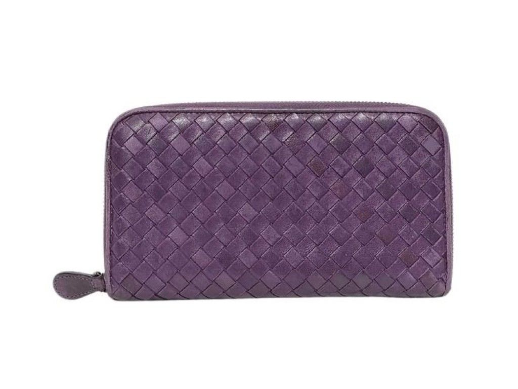 BOTTEGA VENETA ボッテガヴェネタ 長財布 イントレチャート パープル系 レザー ユニセックス ラウンドファスナー