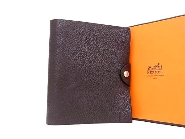 HERMES エルメス 手帳カバー ノートカバー ユリスPM ダークブラウン系 トゴ ユニセックス メモ帳 手帳 シルバー金具 超美品