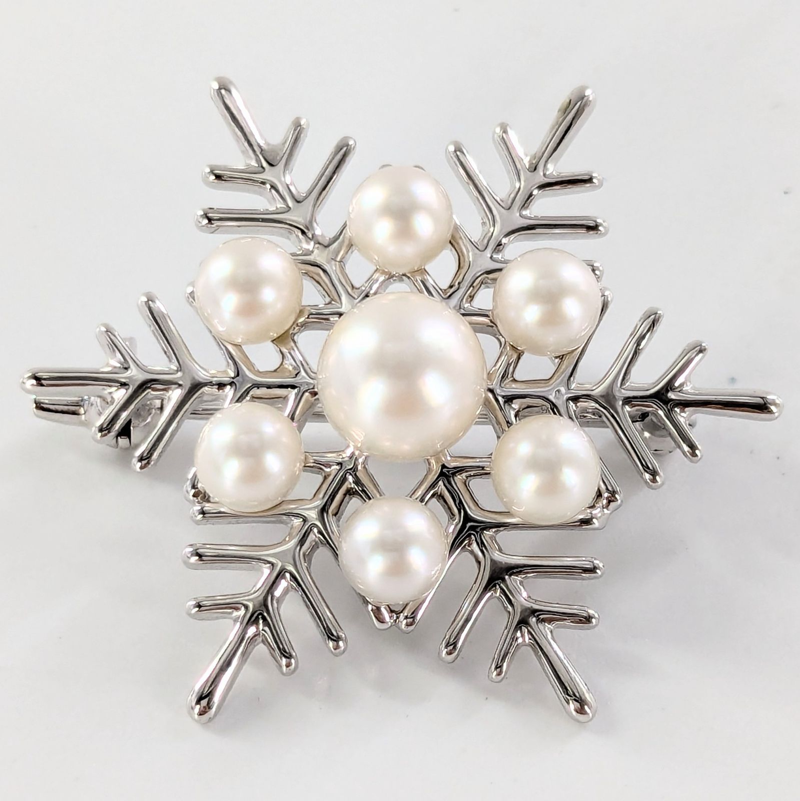 MIKIMOTO ミキモト ブローチ パール 7P 雪の結晶モチーフ