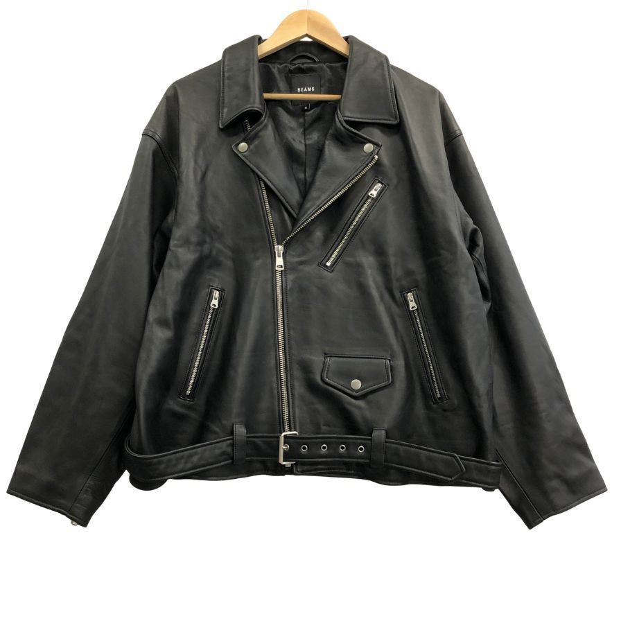 The Beams ブラック レザー ダブルライダース S ビームス 本革 ビームス レザージャケット ダブルライダース ブラック サイズM【AFG1