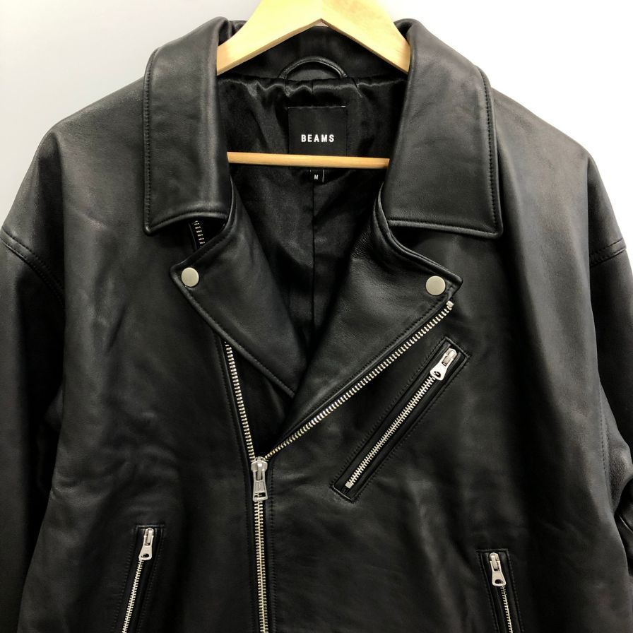 The Beams ブラック レザー ダブルライダース S ビームス 本革 ビームス レザージャケット ダブルライダース ブラック サイズM【AFG1