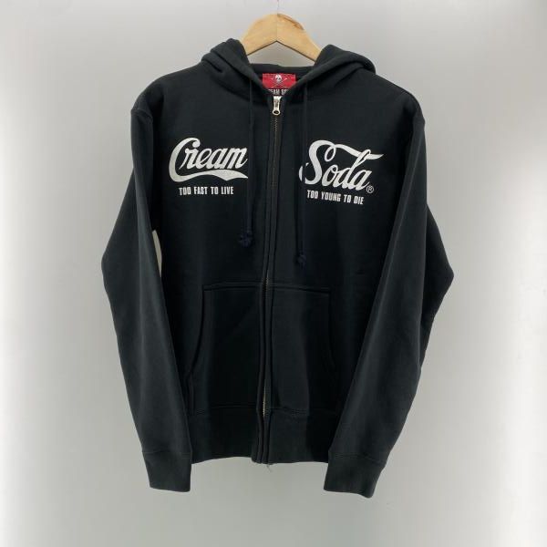【中古】CREAM SODA 両面プリント ジップパーカー ブラック M クリームソーダ[24]