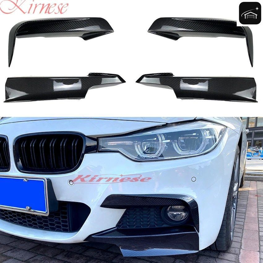 フロントバンパースプリッッタートリムキット フォグランプカバー カナード BMW F30 F31 F35 320I 328I 330I 335I 340I 316D M SPORT 2012-