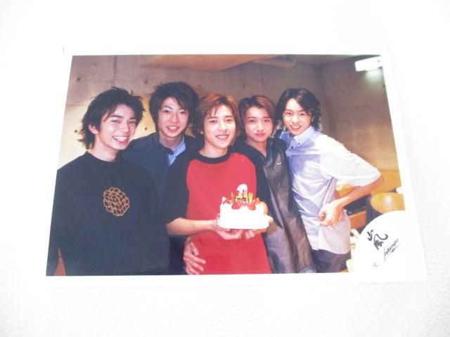 嵐 二宮和也 松本潤 大野智 他 集合 公式写真 1枚 旧ロゴ 嵐ロゴ ケーキ 2000 台風ジェネレーション 中古品