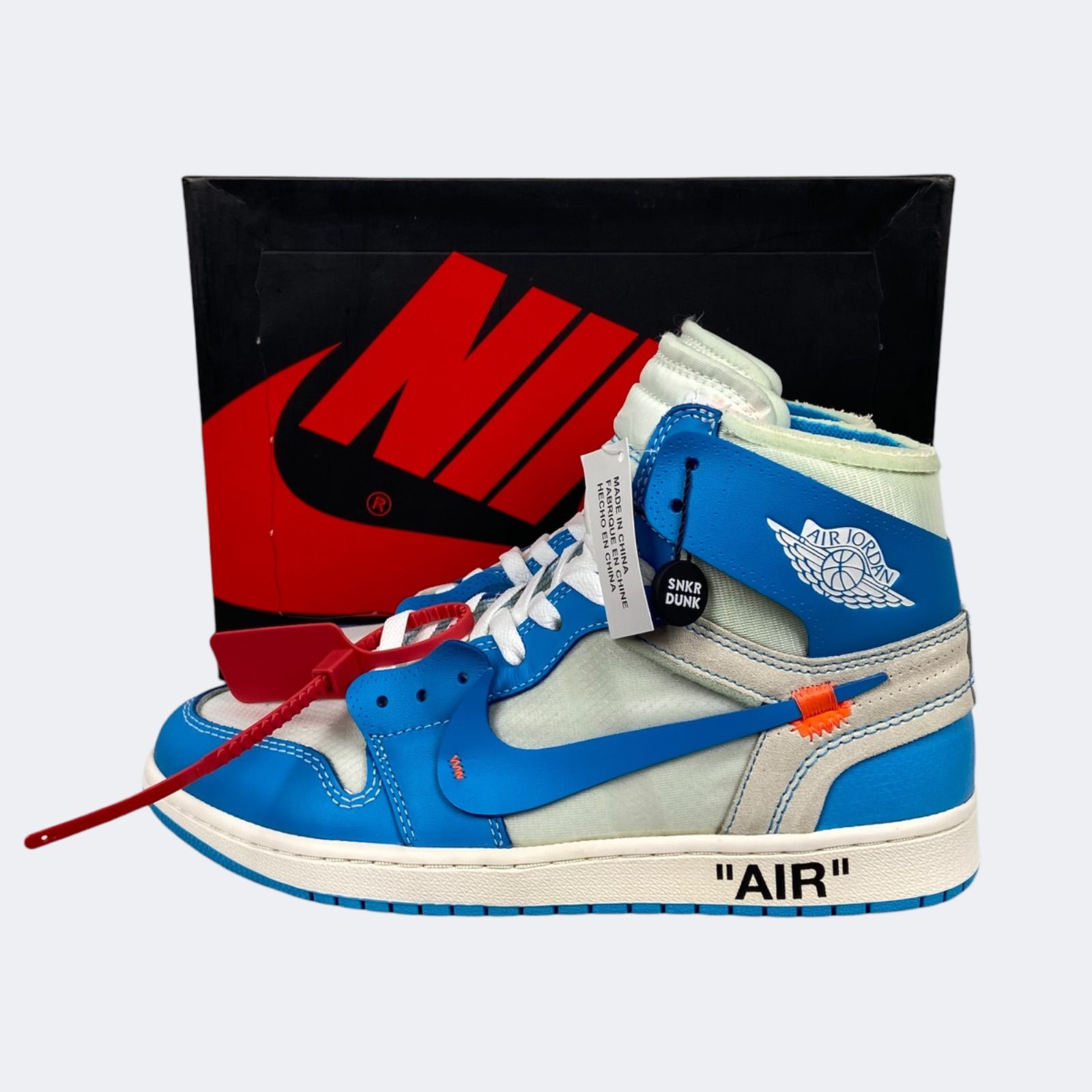 NIKE (ナイキ) × OFF-WHITE AIR JORDAN 1 POWDER BLUE UNC オフホワイト エアジョーダン1 パウダーブルー ハイカットスニーカー US9.5/27.5cm AQ0818-148