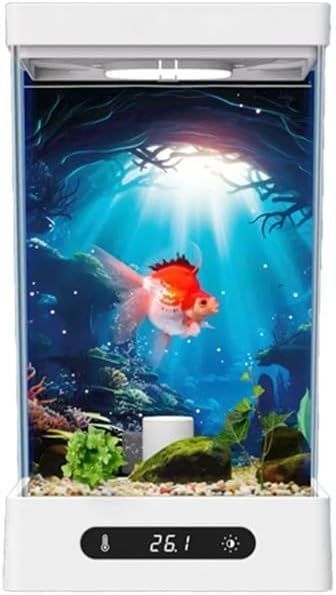 ☆新品☆ベタ 水槽 1.6L 小型アクアリウム 温度設定20~30℃ 10Wヒーター内蔵 USB給電 調光LED 底部排水 エアポンプ 外部フィルター接続可 ホワイト